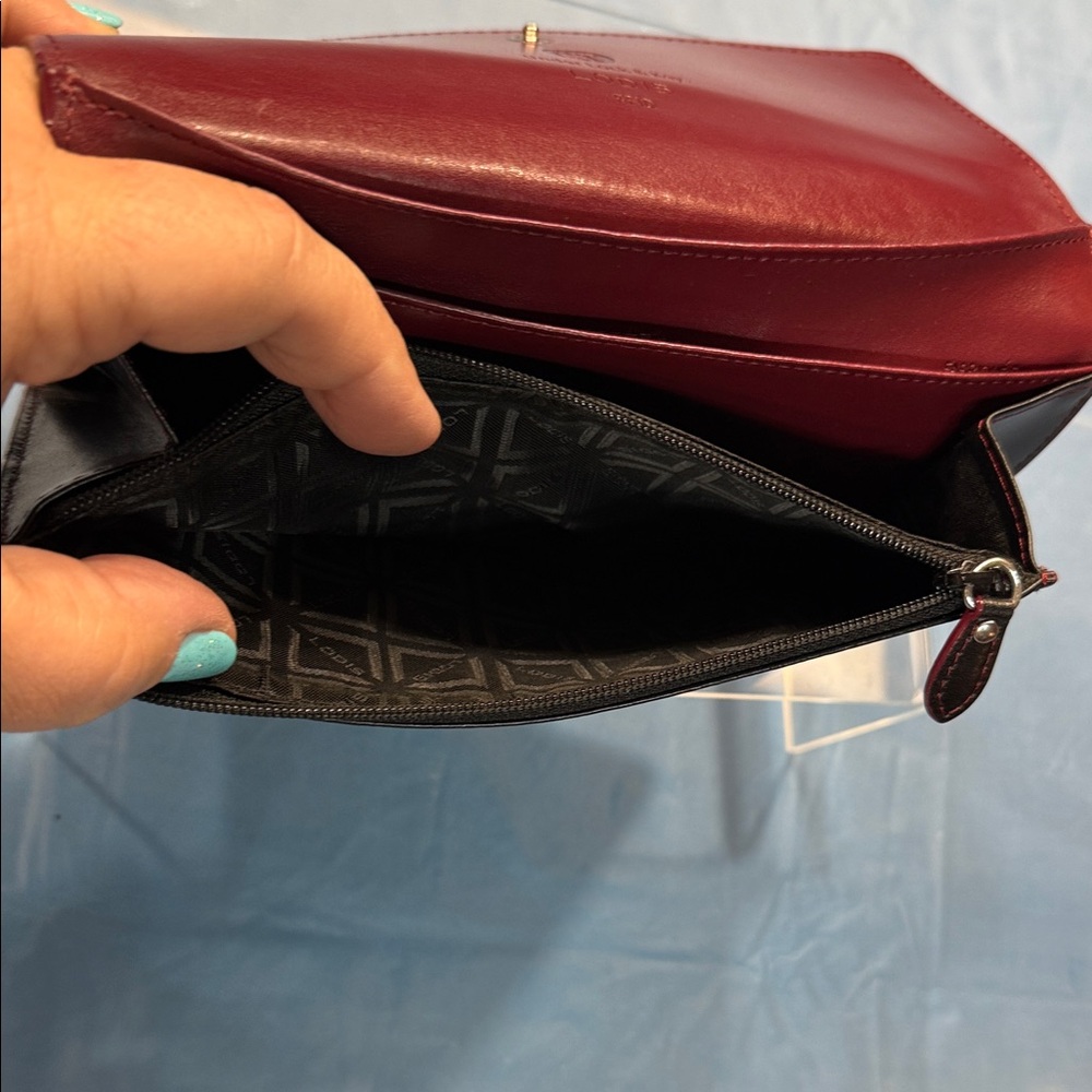 Lodis Black and Burgundy Leather Clutch. Very Soft Leather - Picture 8 of 8